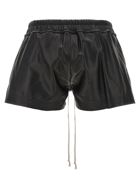 Rick Owens Fog Drawstring Leather Shorts