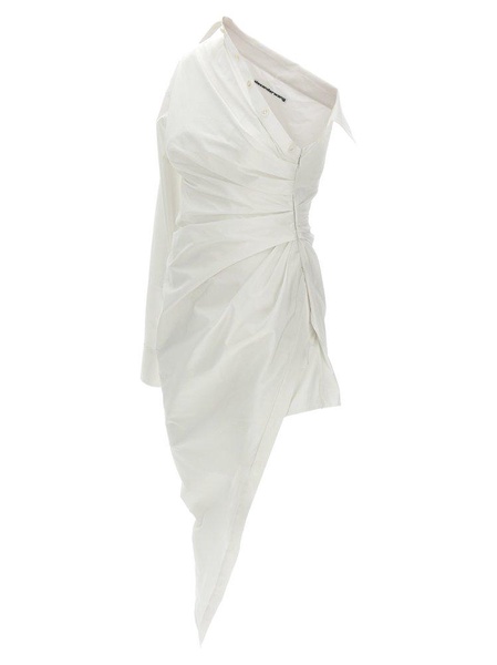 Asymmetrical Shirt Dress Shirt, Blouse White