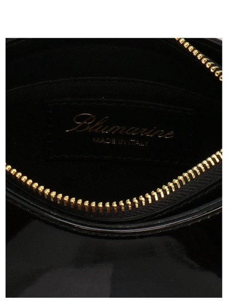 Blumarine Logo Rhinestone Embellished Patent Shoulder Bag