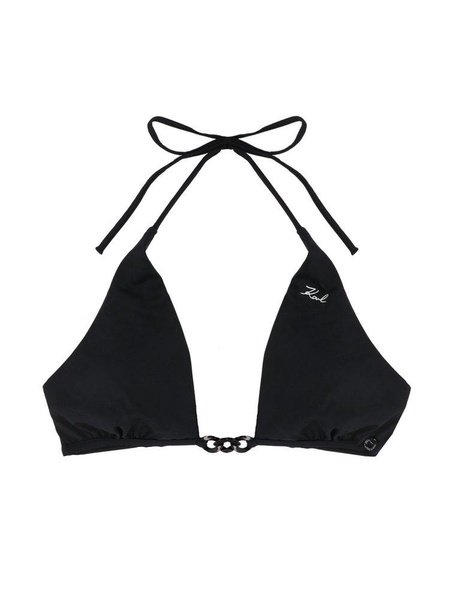 Karl Lagerfeld Logo Embroidered Bikini Top