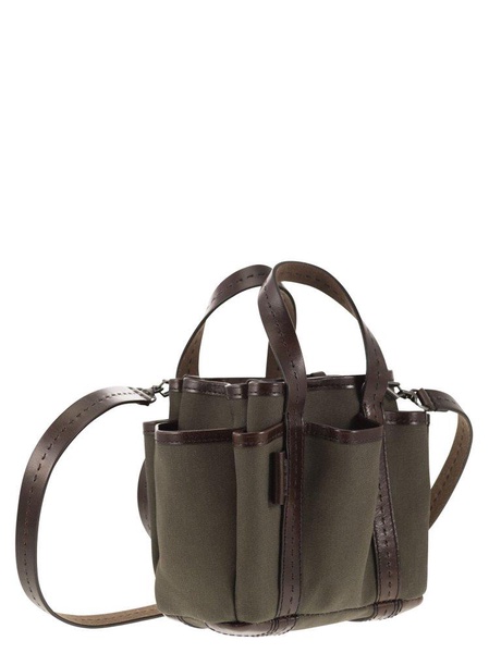 Max Mara Gardenca Basxs Giardiniera Mini Canvas And Leather Tote Bag