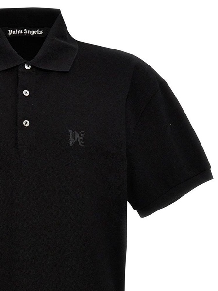 Palm Angels Monogram Embroidered Short-Sleeved Polo Shirt