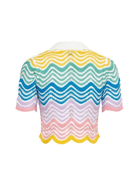 Casablanca Gradient Wave Crochet Top