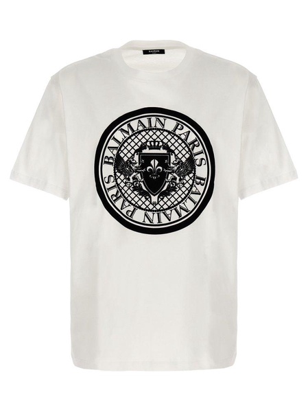 Balmain Flocked Coin Crewneck T-Shirt