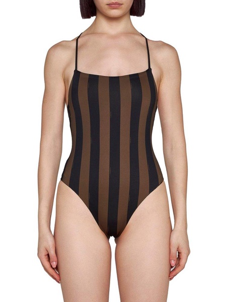 Fendi Pequin Striped One Piece Swimsuit