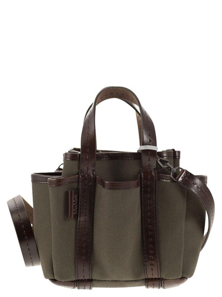 Max Mara Gardenca Basxs Giardiniera Mini Canvas And Leather Tote Bag