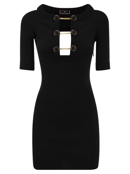 Elisabetta Franchi Shiny Viscose Minidress With Twin Buttons