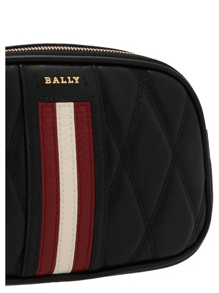 Bally Tracolla Logo Plaque Striped Zipped Crossbody Bag