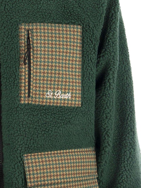 Mc2 Saint Barth Sherpa Jacket With Plaid Patch Pockets