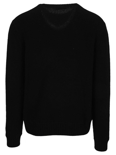 Intarsia-logo crewneck wool and cashmere-blend knitted jumper