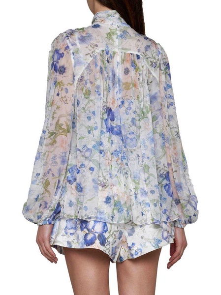 Zimmermann Natura Floral-Printed Long-Sleeved Blouse