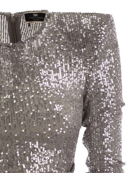 Elisabetta Franchi Sequin Embellished Asymmetric Midi Dress