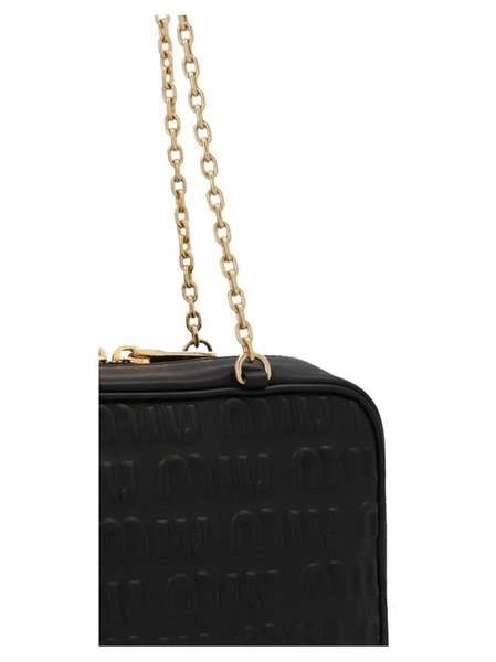 Miu Miu Allover Logo Zipped Shoulder Bag