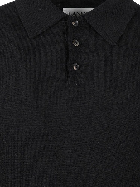 Lanvin Long-Sleeved Ribbed Polo Shirt