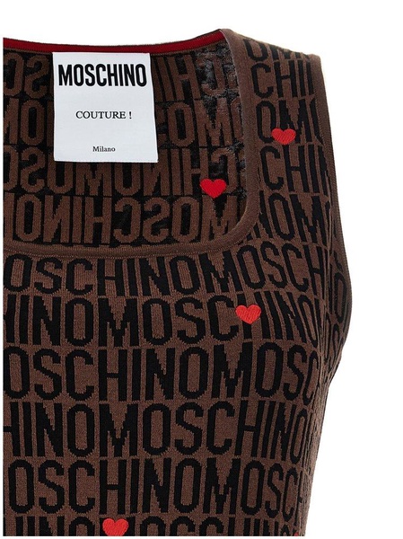 Moschino Allover Logo Jacquard Sleeveless Dress