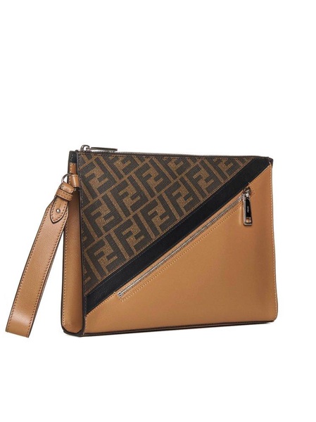 Fendi Logo Monogram Zipped Clutch Bag