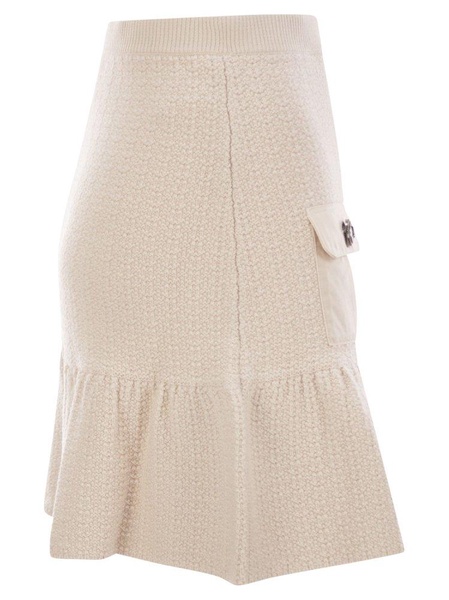 Elisabetta Franchi Bouclé Wool Miniskirt With Technical Sail Cloth Pockets