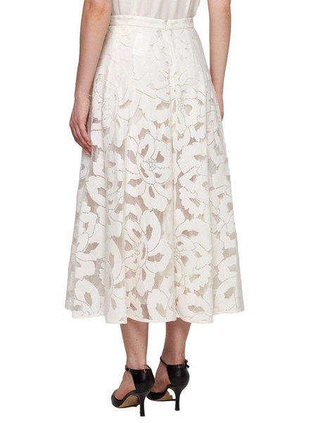 Max Mara Studio High Waist Lace Midi Skirt