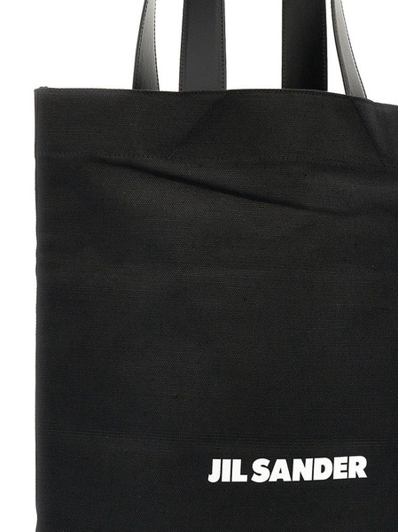 Jil Sander Logo-Print Large Open Top Tote Bag