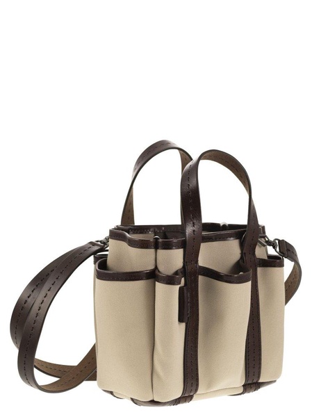 Max Mara Gardenca Basxs Giardiniera Mini Canvas And Leather Tote Bag