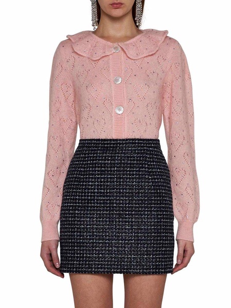 Alessandra Rich High Waist Tweed Mini Skirt