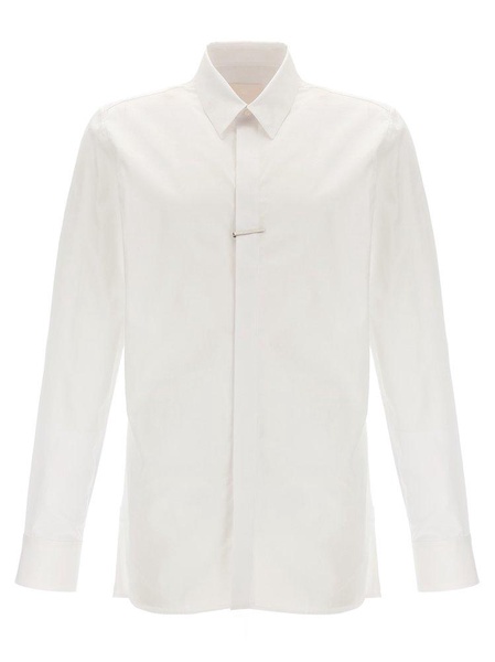 Givenchy Logo Engraved Metal Clip Poplin Shirt