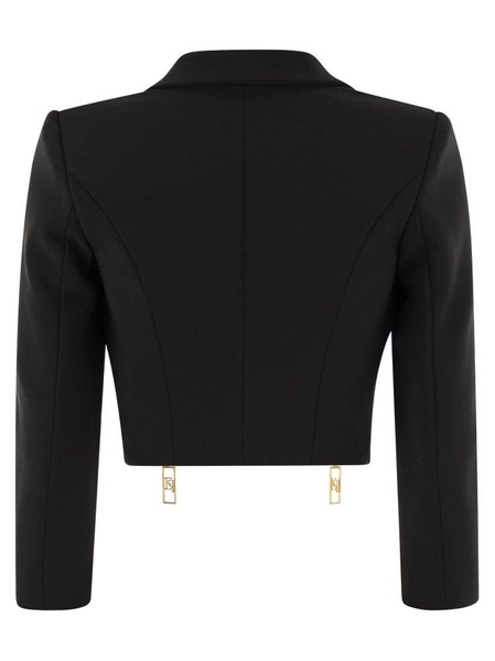 Stretch Crepe Cropped Jacket With Zip Elisabetta Franchi