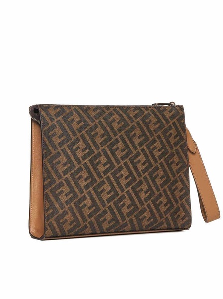 Fendi Logo Monogram Zipped Clutch Bag