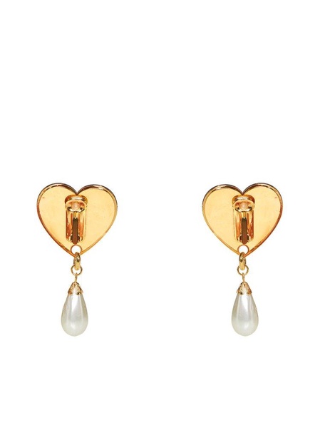 Alessandra Rich Heart-Motif Embellished Clip-On Earrings