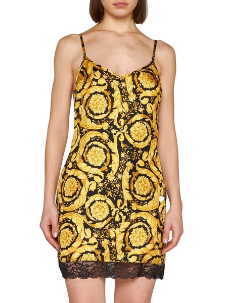 Versace Baroque Pattern Sleeveless Slip Dress