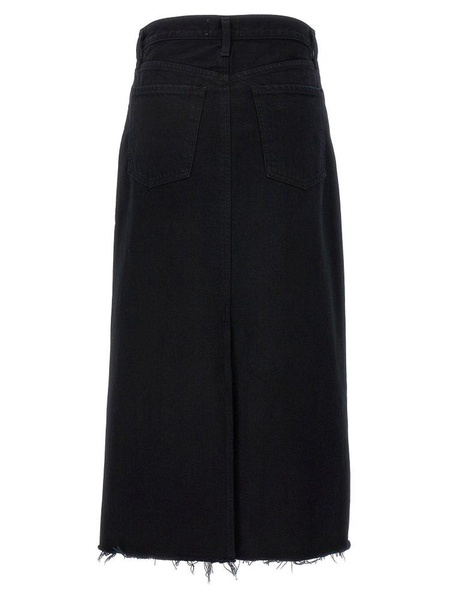 AGOLDE Frayed Hem Midi Skirt