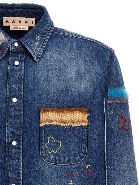 Marni Embroidered Patch Detailed Denim Shirt