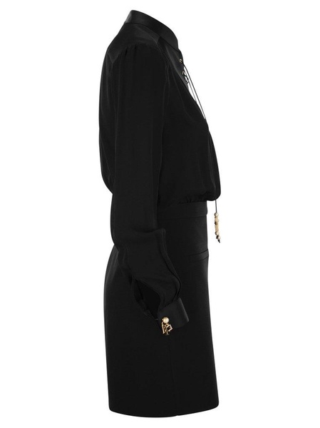 Elisabetta Franchi Logo Detailed Long Sleeved Dress