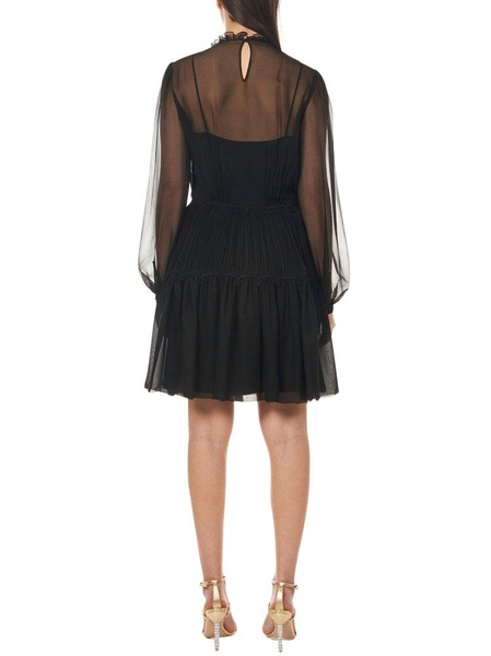 Alberta Ferretti Sheer Sleeves Pleated Dress