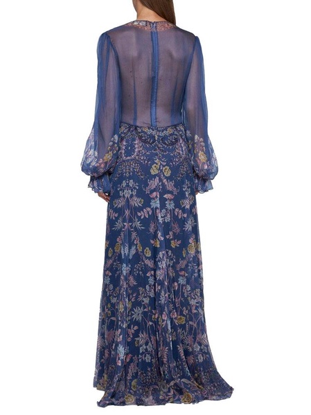 Etro Floral Printed V-Neck Long-Sleeved Dress