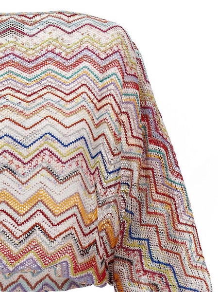 Missoni Zigzag Boat-Neck Open-Knitted Blouse