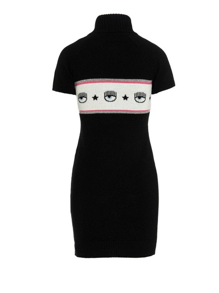 Chiara Ferragni Logo-Intarsia Roll Neck Knitted Dress