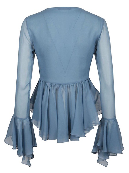 Blumarine Ruffled Long-Sleeve Top