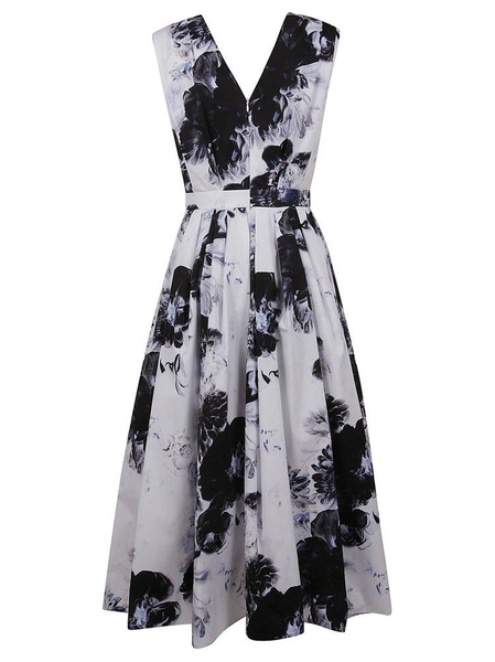 Alexander McQueen Chiaroscuro Floral-Printed Knot Sleeveless Dress