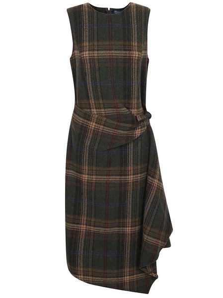 Polo Ralph Lauren Plaid-Checked Tie-Fastened Midi Dress