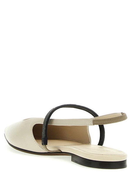 Brunello Cucinelli Leather Slingback Ballet Flat