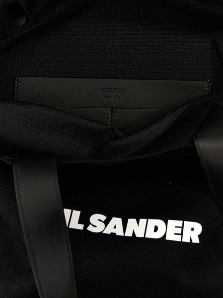 Jil Sander Logo Printed Medium Flat Shopper Bag