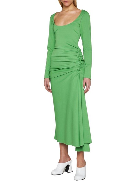 Marni Gathered-Waist Asymmetric Midi Dress