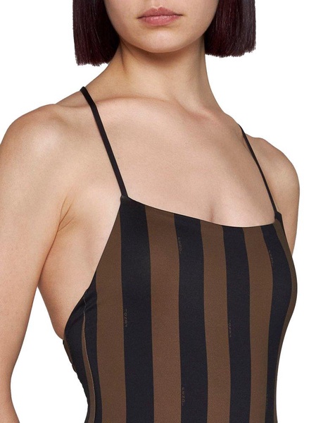 Fendi Pequin Striped One Piece Swimsuit