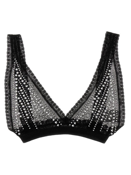 Paco Rabanne Bead-Embellished Semi-Sheer Bra