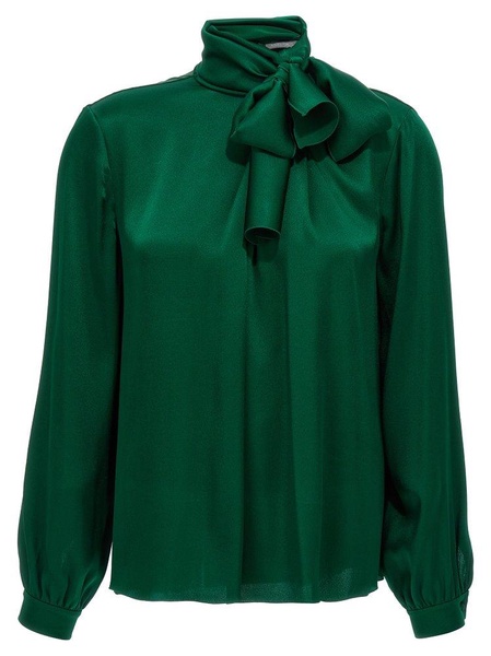 Alberta Ferretti Pussy-Bow Satin Blouse