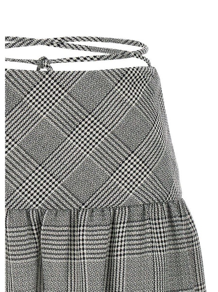 Alessandra Rich Check-Pattern Lace-Up Mini Skirt