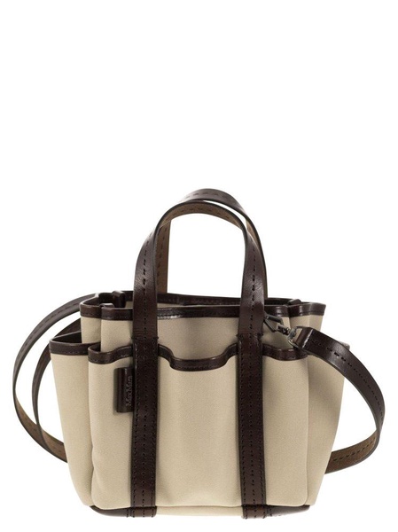 Max Mara Gardenca Basxs Giardiniera Mini Canvas And Leather Tote Bag