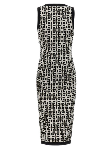 Elisabetta Franchi Monogram Jacquard Knitted Midi Dress