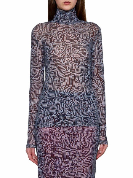 Dries Van Noten Pattern High-Neck Knit Top